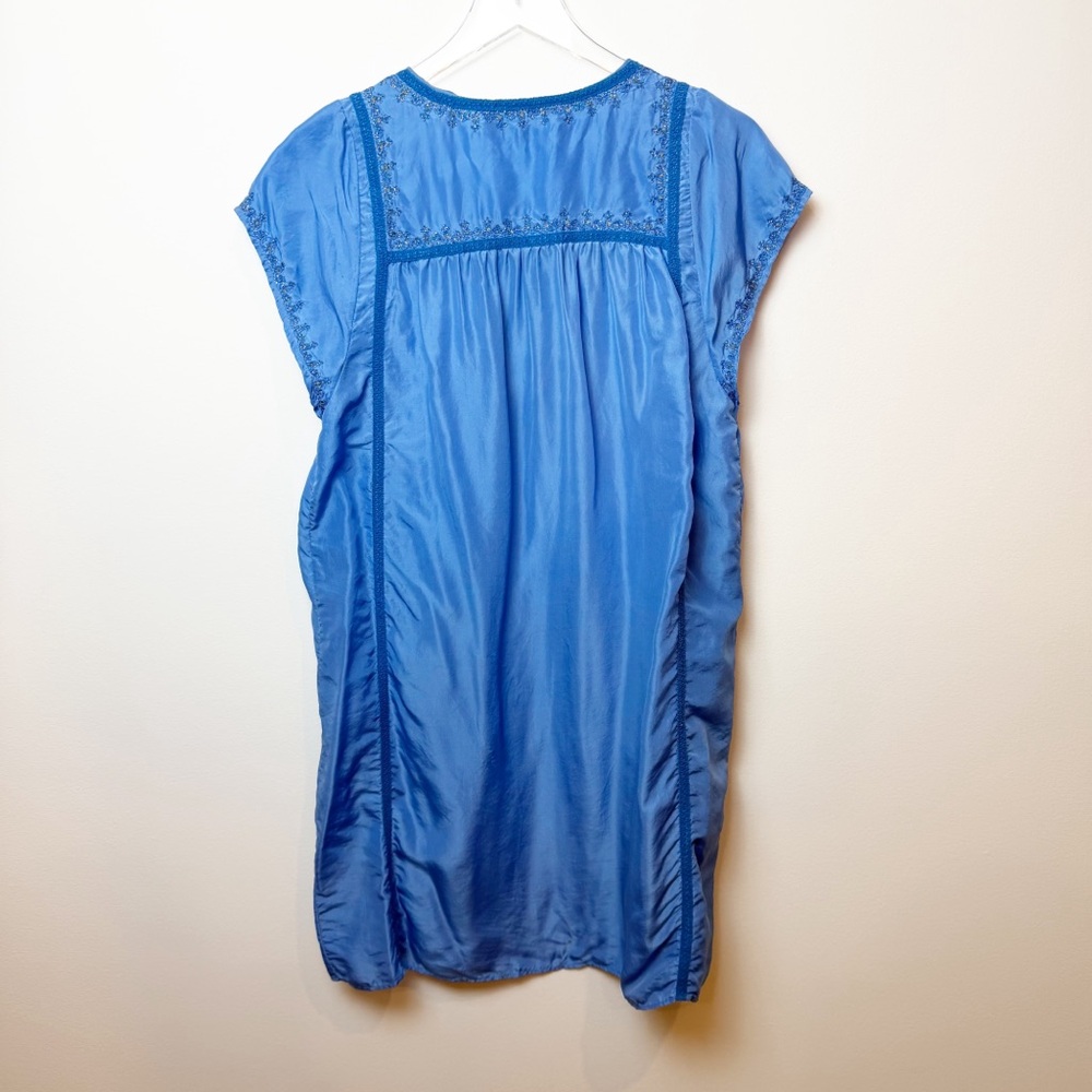 Calypso St. Barth | Ocean Blue Embroidered Tunic Dress - Picture 3 of 6